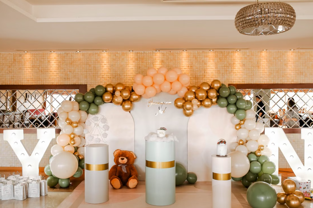 Vintage Olive Green & Gold "Quiet Luxury" Style Baby Celebration On-Site Decor Service