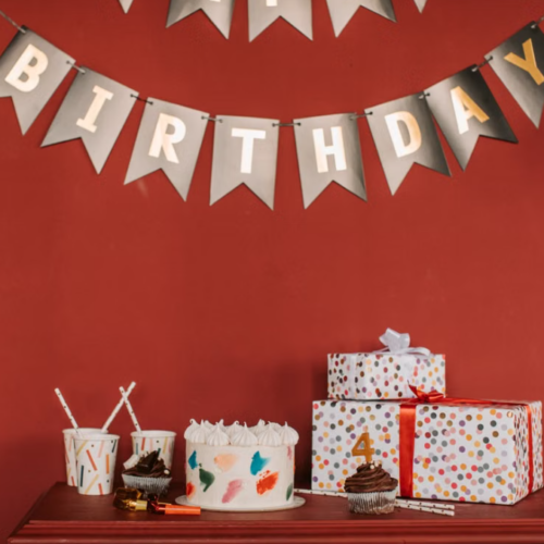 Minimalist Retro-Red Themed Birthday Party On-Site Decor Service