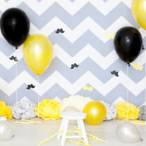 Minimalist Black, White, and Gold “Masculine Style” First Birthday Party Decor Service